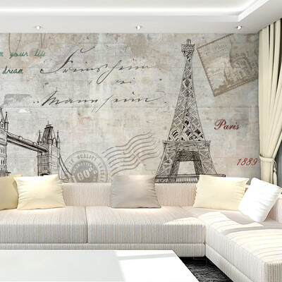 

Custom 3d mural TV background wall mural wallpaper non-woven 3D European bedroom wallpaper Eiffel Tower