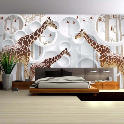 

Custom Mural Kids Wallpaper 3D Lifelike Cartoon Giraffe For Kids Bedroom TV Backdrop Wall Mural Wall Contact Paper On The Walls