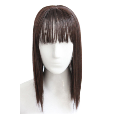 

Synthetic Hair Clip in Hair Piece Women Straight Replacement Topper Wig with Flat Thin Bang