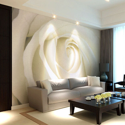 

Custom Photo Mural Modern Minimalist 3D White Rose Non-woven Wallpaper For Living Room Sofa Background 3D Wall Murals Wallpaper