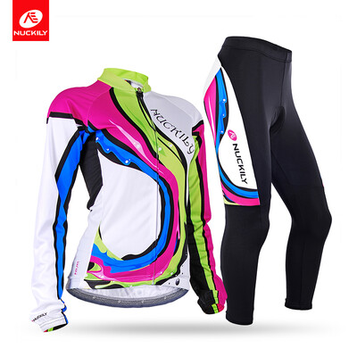 

NUCKILY Winter Polyester Sport Wear High Quality Sublimation Thermal Cycling Long Suits For Women GE002GF002