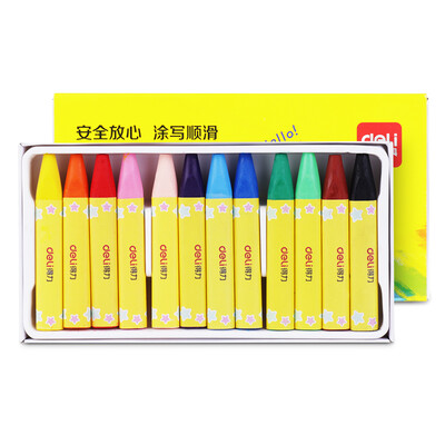 

Deli deli 12-color student triangle rod easy to paint oil pastels childrens crayon painting pen 72079