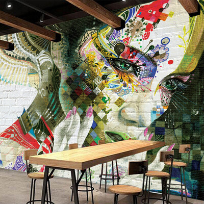 

Крутая кирпичная стена Рисунок Стерео Mural Обои KTV Bar Cafe Столовая Creative Backdrop Настенная панно Papel De Parede 3D Paisagem