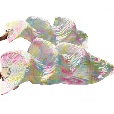 

2017 Stage Performance 100 Silk Belly Dance Fans Gradient Colour Dance Accessories Belly Dancing Silk Fans Mixed Colors