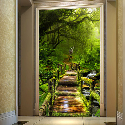 

Custom 3D Photo Wallpaper Virgin Forest Wood Board Road 3D Living Room Entrance Hall Corridor Background Wall Mural Home Decor