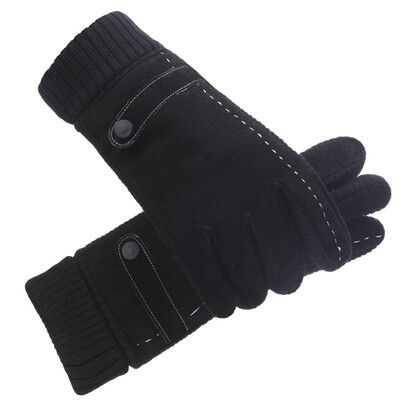 

BENOORAY leather gloves mens winter thickening plus velvet outdoor cycling motorcycle riding gloves male touch screen non-slip pigskin cotton gloves black