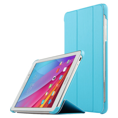 

KOOLIFE glory flat Edition enjoyment version of the protective sleeve voltage models leather three-fold leather case / bracket huawei glory version enjoy the flat-panel protective shell 8 inches - blue