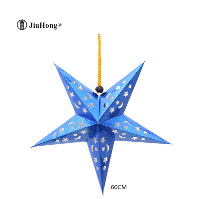 

5PCS Christmas Decoration New Years party Christmas Tree Decoration Colorful Laser Five-pointed Star Ceiling Ornaments