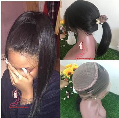 

Pre Plucked 360 Lace Frontal wig 10-24" With Baby Hair Brazilian Non Remy Hair Straight for black women