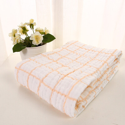 

WELLBER WELLBER baby elegant ya color 6 layer washed gauze bath towel powder orange grid 115 115cm
