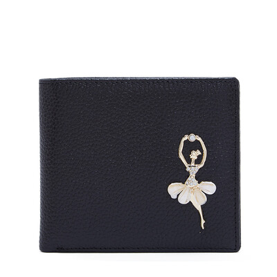 

Boyatu wallet female first layer leather wallet elegant ballet two fold short ladies wallet 6075903 Athens black