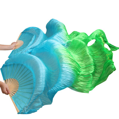 

New Arrivals Stage Performance Dance Fans 100 Silk Veils Colored 180cm Women Belly Dance Fan Veils 2pcs TurquoiseGreen