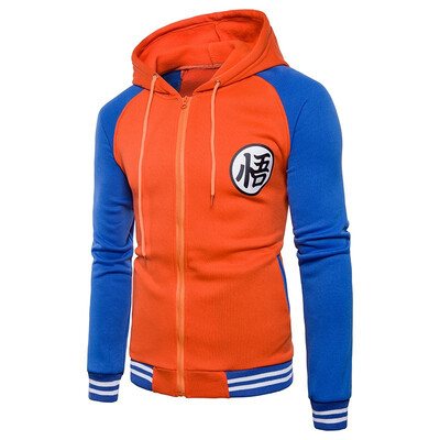 

2017 new mens winter mosaic Hooded Zip Hoodie coat seven dragon ball Wukong explosion of foreign trade