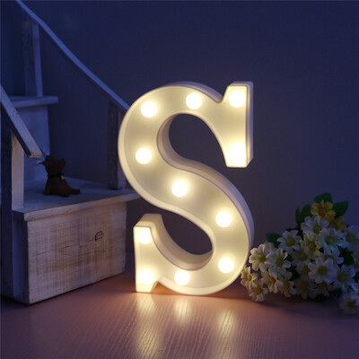

WH 26 Letters White LED Night Light Marquee Sign Alphabet Lamp For Birthday Wedding Party Bedroom Wall Hanging Decoration