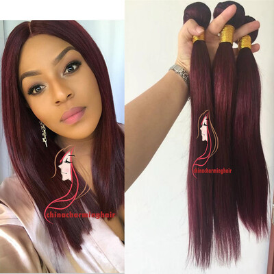 

Brazilian Virgin Hair Straight TOP burgundy Color 99 Peruvian Indian Malaysian Remy Human Hair Weave Extensions 3 Bundles