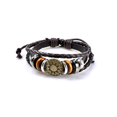 

61176199 Handmade DIY trade hot hot style copper PU leather bracelet
