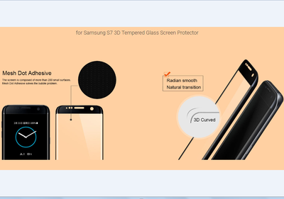 

Ainy 0.33mm 3D Защитное Стекло screen protector для Samsung Galaxy S7 полупрозрачное