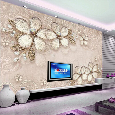 

Европейский стиль Роскошные обои 3D-стерео тисненые цветы Mural Living Room TV Диван-фон Стены Бумага Papare De Parede Sala