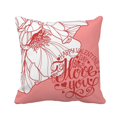 

Pink Happy Valentines Day Love Rose Square Throw Pillow Insert Cushion Cover Home Sofa Decor Gift