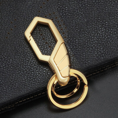 

Huazhe Automobile Zinc Alloy Keychain Simple Key Chain Business Household Men&Women Gift Keychain Double Ring Pearl Chrome