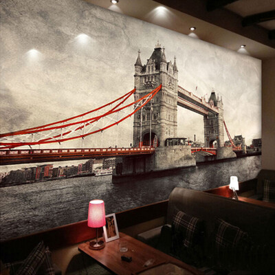 

Customize Any Size Office Den Living Room Backdrop Wall Murals European Art Mural 3D Stereo Non-woven Wallpaper London Bridge