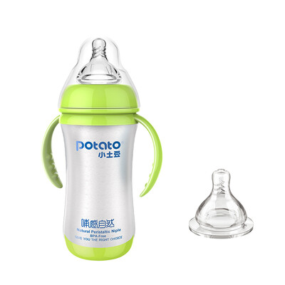 

Small potato wide-caliber insulated bottle with handle straw anti-fall baby newborn bottle 240ml