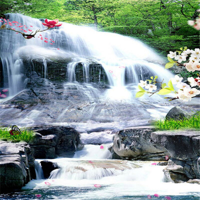 

Custom Photo Wallpaper Murals 3D Mountain Water Landscape Waterfall Living Room Restaurant Entrance Wallpaper For Walls Roll