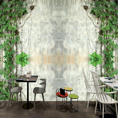 

Пользовательские 3D Wall Paper Modern Retro Fresh Vine Бетонные стены Фото Murals Cafe Restaurant Creative Backdrop Wall Decor Обои