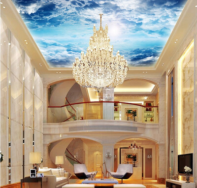 

3D photo wallpaper 3D stereo large ceiling wall mural wallpaper background blue sky&white clouds wallpaper