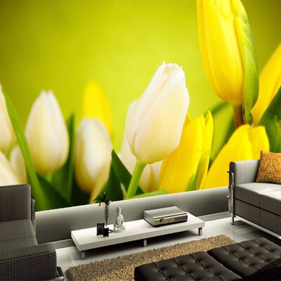 

3D-обои Красивые цветы Желтые тюльпаны Фото-ромбы Гостиная Столовая Современная Простая декорация Стена Картина Папская роспись