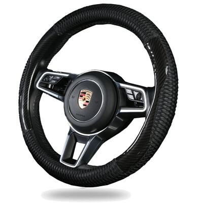 

WRC car steering wheel cover summer ice silk sports leather carbon fiber pattern square Accord golf 7 Lang moving Fu Ruisi Volvo H6 set of four seasons universal medium black