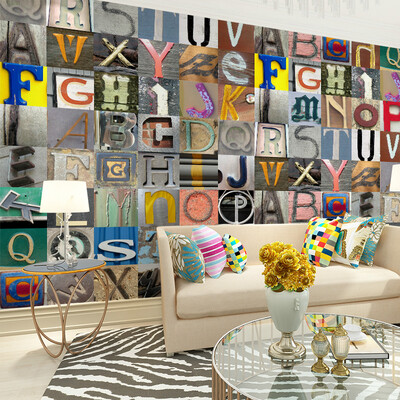 

3D photo wallpaper European style ancient painting English letters large mural restaurant TV background wall wallpaper