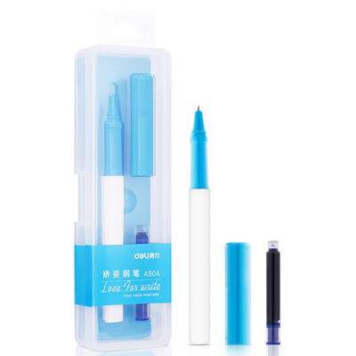 

Deli deli EF dark tip excellent series of posture posture pen signature pen positive posture pen student practice accompanying set triangle rod gift ink bag blue A904