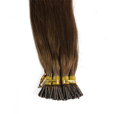 

1g/s 100g Human Virgin Hair Brown Straight Keratin Stick I-tip Hair Extensions