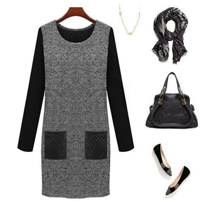 

CANIS@Fashion Women's Casual Autumn Slim Bodycon Long Sleeves Plus Size Dress