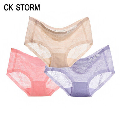

CK STORM Womenss Underwear Briefs Jacquard Weave Lace Cotton Bottom Pack of 3