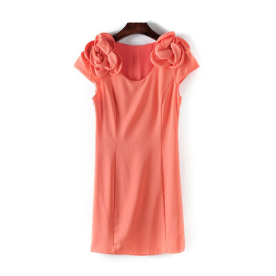 

Lovaru ™summer style 2015 Sweet flowers pure color leisure simple mini dress High quality and comfortable dress
