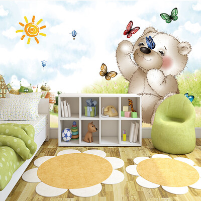 

Custom Mural Wallpaper Papel De Parede 3D Cartoon Naughty Bear Childrens Room Bedroom Non-woven Printed Wallpaper Murals 3D