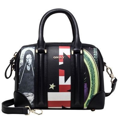 

ONLY поп-принт Бостона одноплечевая сумка уличной моды L-1501088 черный малый