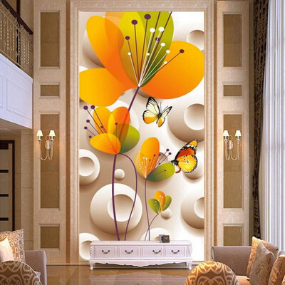 

Custom Cartoon Style Wall Mural Photo Wallpaper 3D Stereoscopic Flowers and Butterfly Для детей, живущих на диване Backdrop Home Decor