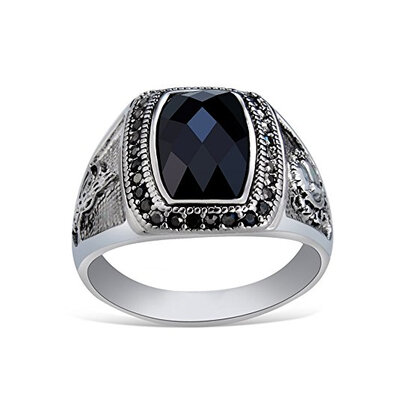 

Yoursfs® Onyx Rings For Men Vintage Style Biker Rings Bands Polished Black Ring