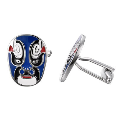 

Yoursfs Beijing Opera Cufflinks Blue Mask Драма Эмаль Дизайнер Запонки для мужчин Holloween