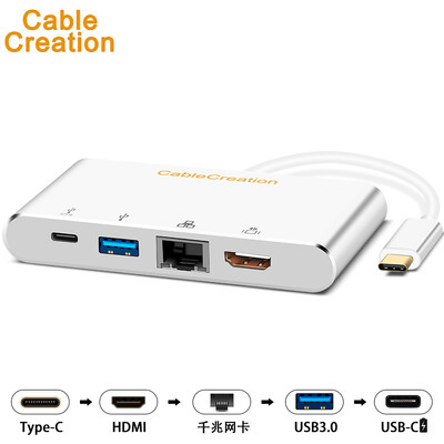 

CABLE CREATION CD0454 Type-C HDMI Converter Docking Station USB-CGigabit LANUSB30 Apple Computer PD Charge Data Transfer