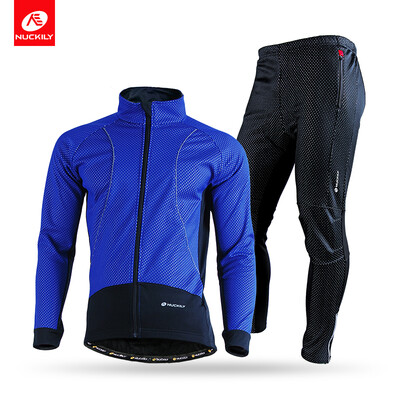 

NUCKILY Men's Winter Windproof Outdoor Clothing Breathable Polyester Cycling Sports jersey Suit