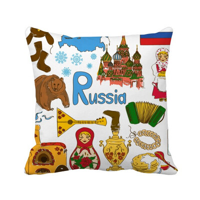 

Russia Landscap Animals National Flag Square Throw Pillow Insert Cushion Cover Home Sofa Decor Gift