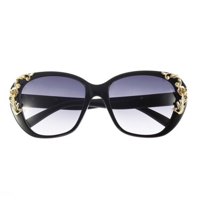 

Gold Rose Flower Carving Women Fashion Cat Eye Vintage Sunglasses Glasses