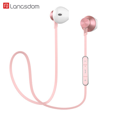 

Lanston L5 rear-hanging wireless Bluetooth headset sports headphone gaming headset dual-stereo stereo metal magnetic bass universal earbud style music headphones rose gold