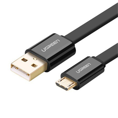 

Green Micro USB charging and data transferring cable,1 meter,black-flat wire