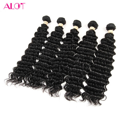 

Alot Fashion Indian Hair Deep Wave Weave weft No Shedding No Tangle 5 Bundles