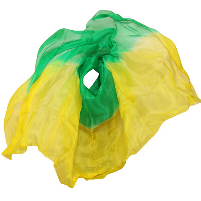 

2017 high quality dance veils handmade natural silk belly dance veils YellowGreen 250270114 cm Dance Props silk veils